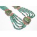 Women's Necklace 925 Sterling Silver beads green turquoise red coral stone P 407